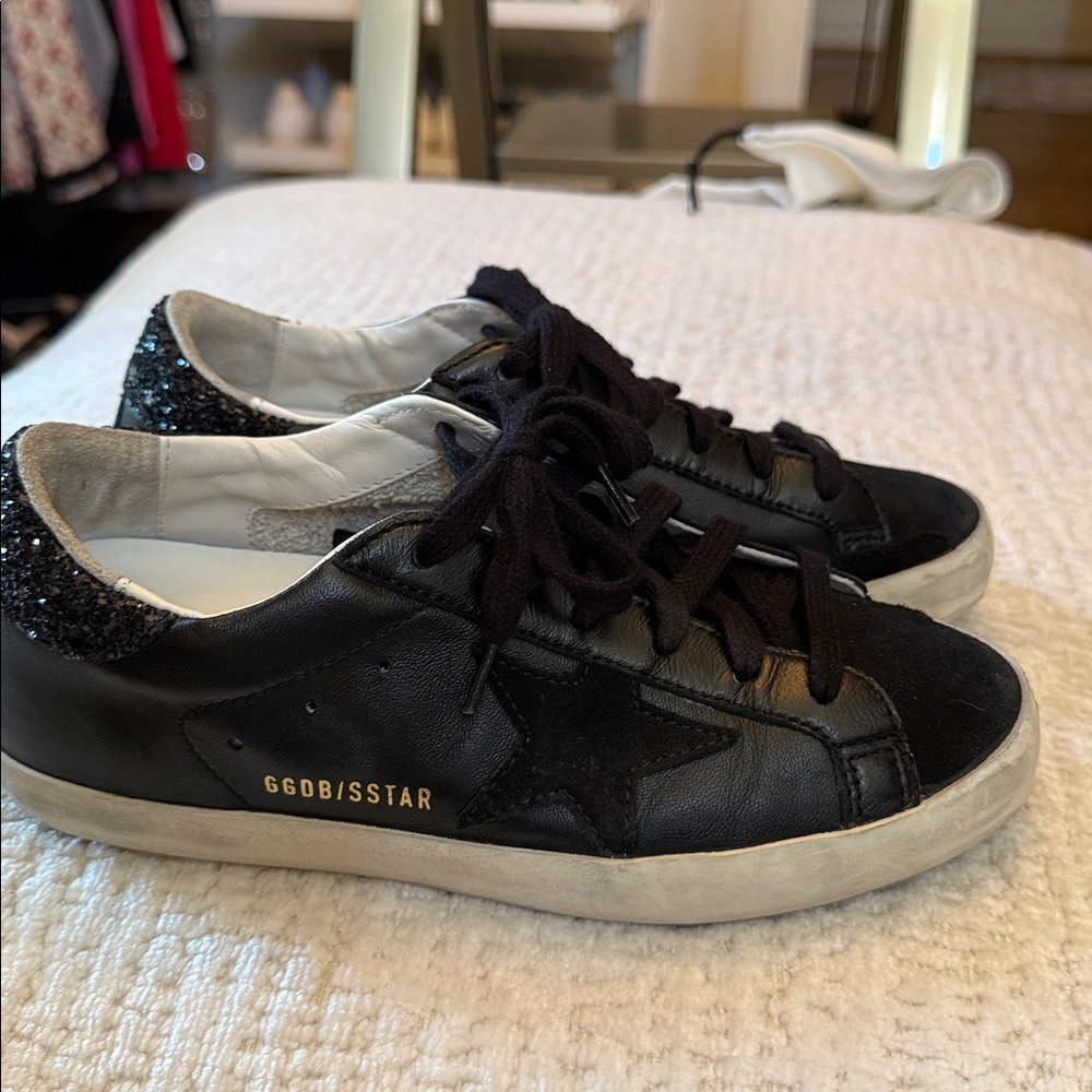 Golden Goose Black with black crystal sneakers worn maybe 3 times - Picture 3 of 6